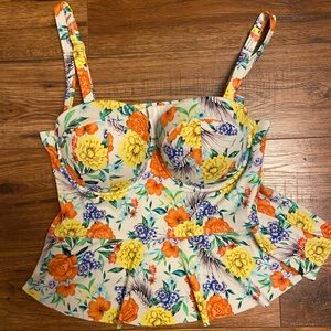 Torrid Underwire Push-Up Peplum Tankini Swim Top Size 1X (14-16) Floral